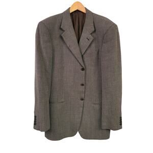 Armani Collezioni Wool Blazer Brown Tweed Nailhead Pattern 42L Made Italy